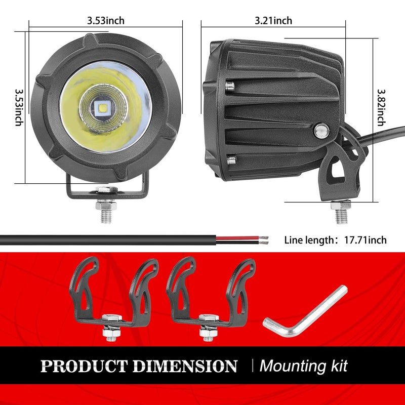 Auto Power Plus LED Pods, 2PCS 3" 50W Round Off Road Driving Lights Spot Flood Combo Round LED Pod Light Waterproof Backup Work Light for Off Road Truck Motorcycle ATV Boat Tractor - Image 2